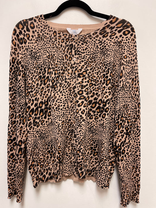 Sweater Cardigan By Time And Tru In Animal Print, Size: L