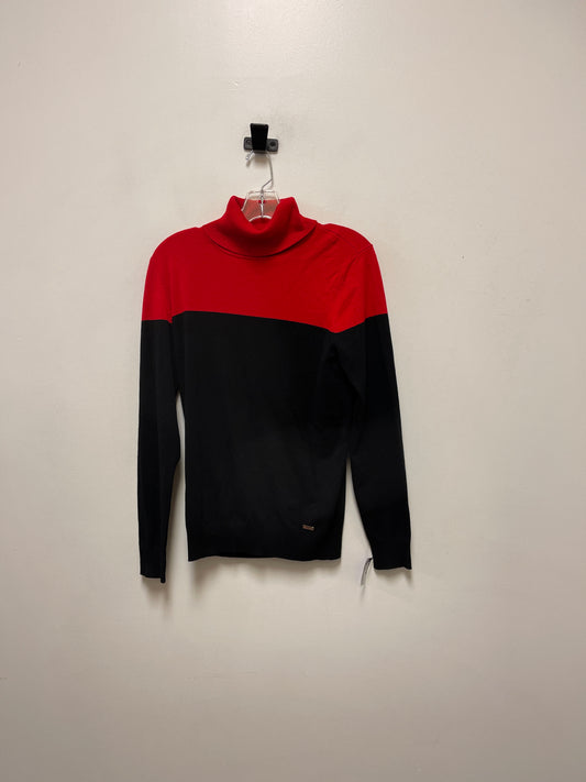 Sweater By Calvin Klein In Black & Red, Size: M