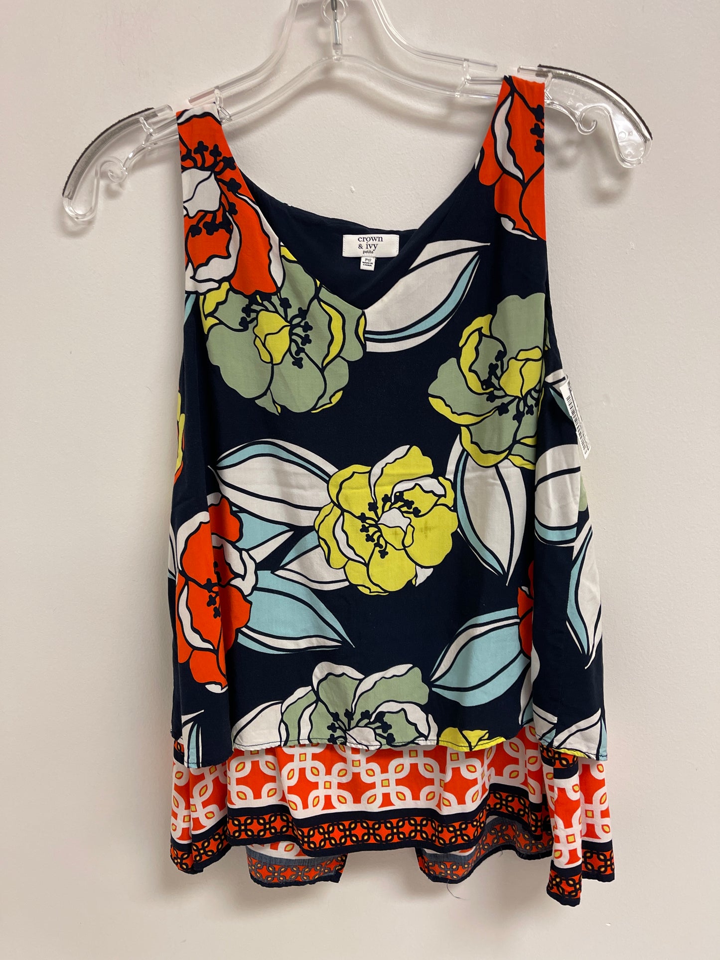 Blue & Orange Top Sleeveless Crown And Ivy, Size S