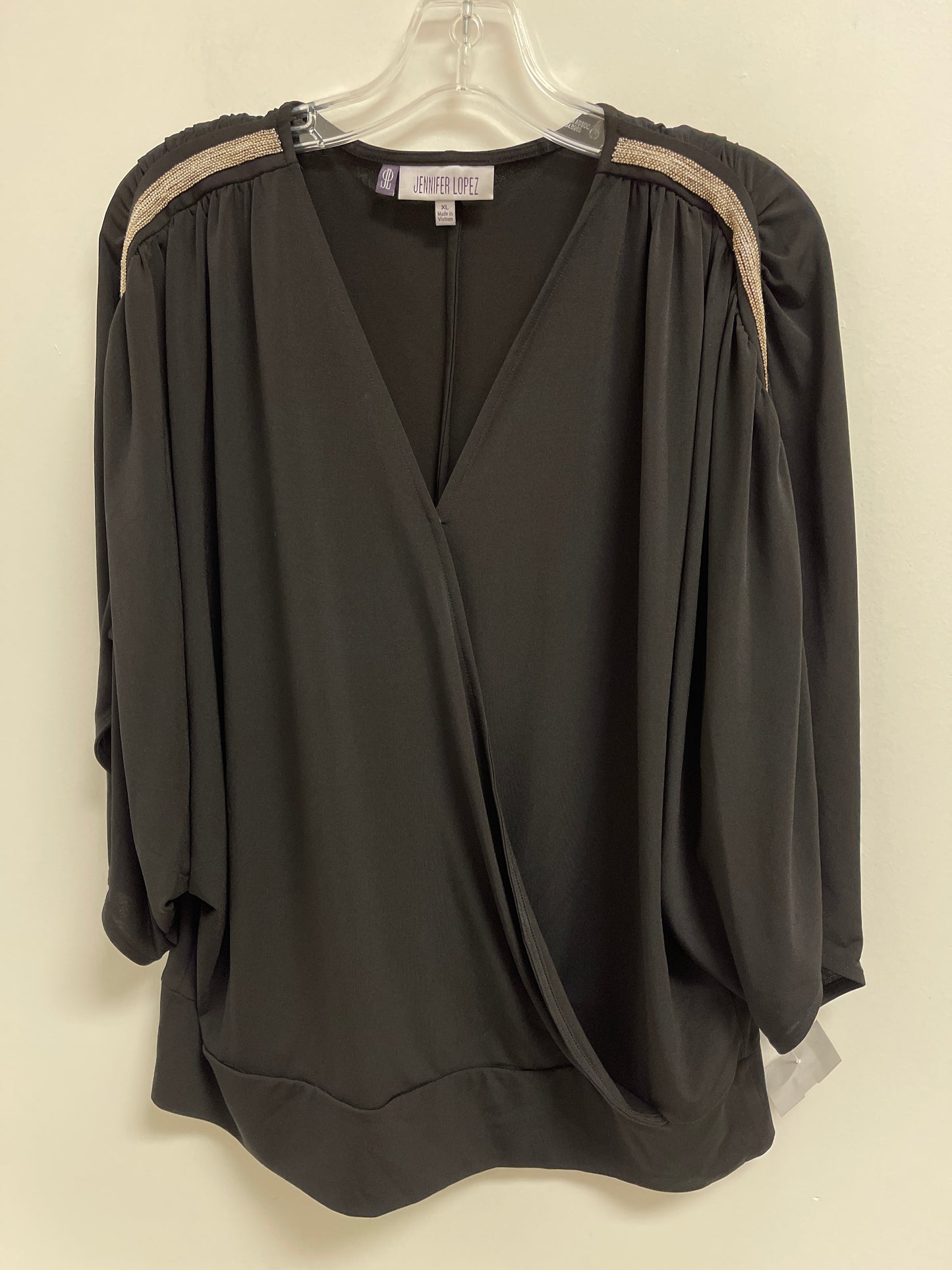 Black & Gold Top Long Sleeve Jennifer Lopez, Size Xl