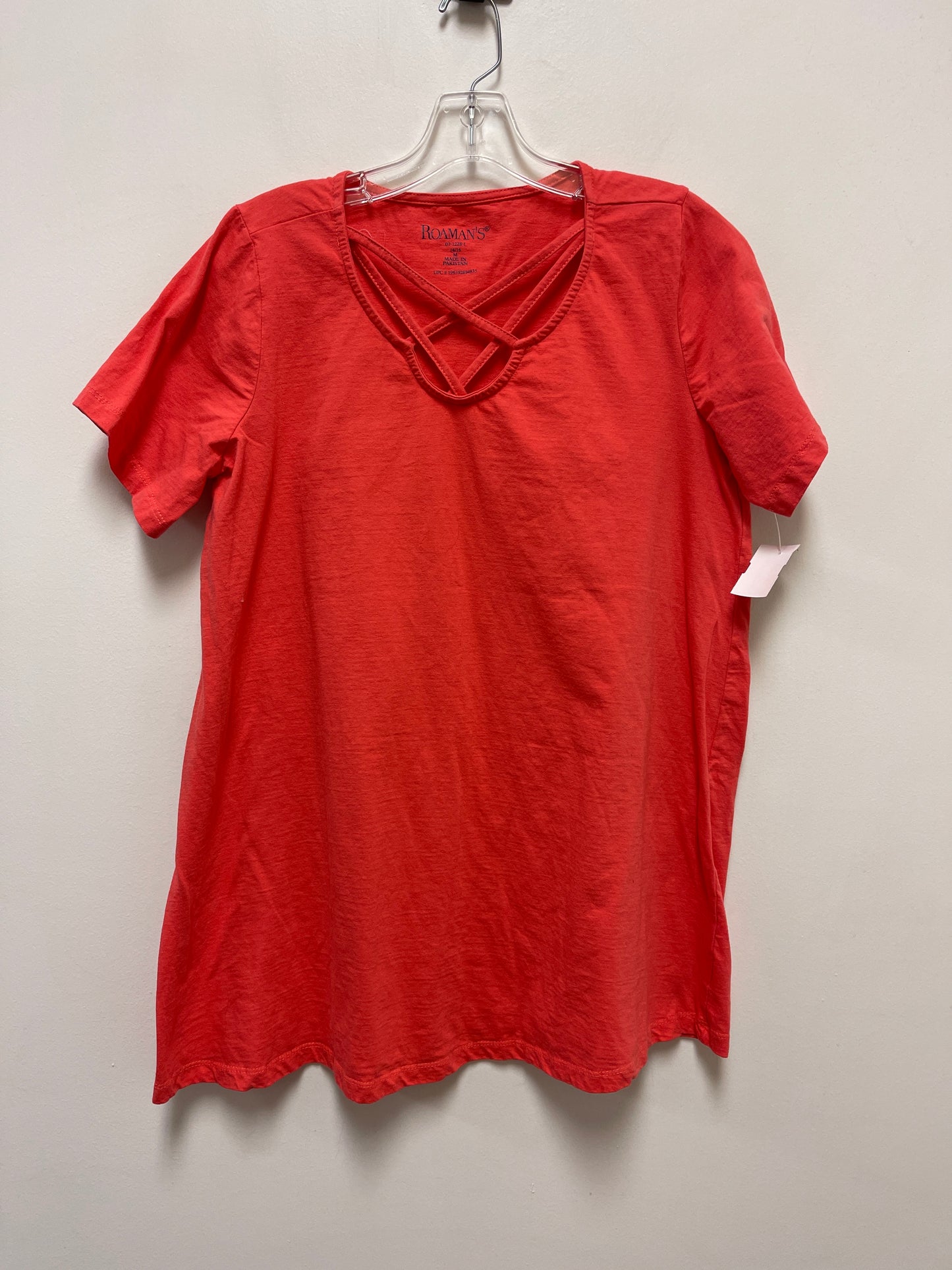 Orange Top Short Sleeve Basic Roamans, Size Xl