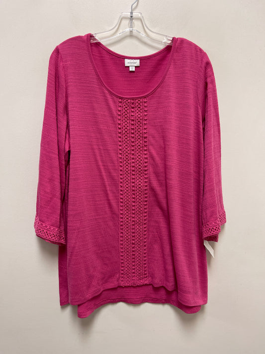 Top Long Sleeve By Avenue In Pink, Size: 2x