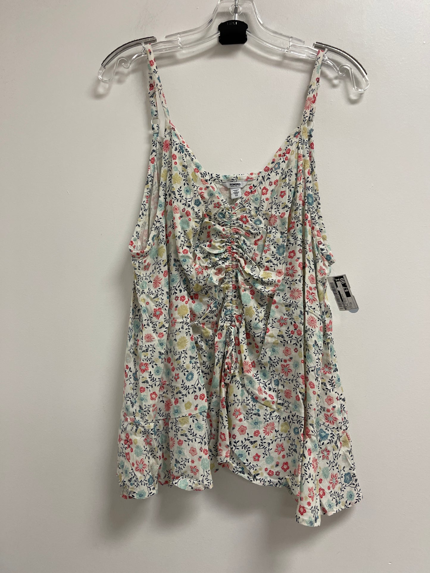 Top Sleeveless By Sonoma In Floral Print, Size: 1x