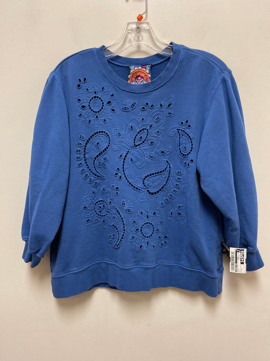 Sweatshirt Designer By Johnny Was In Blue, Size: M