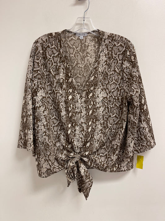 Top Long Sleeve By White Birch In Snakeskin Print, Size: L