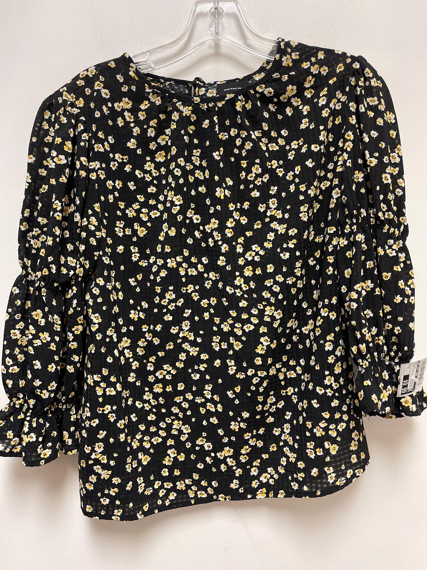 Top Long Sleeve By Who What Wear In Black & Yellow, Size: S