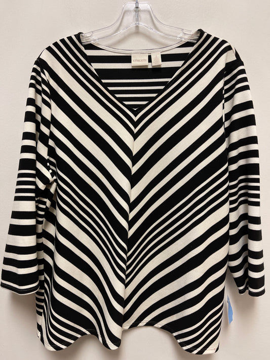 Top Long Sleeve By Chicos In Striped Pattern, Size: Xl