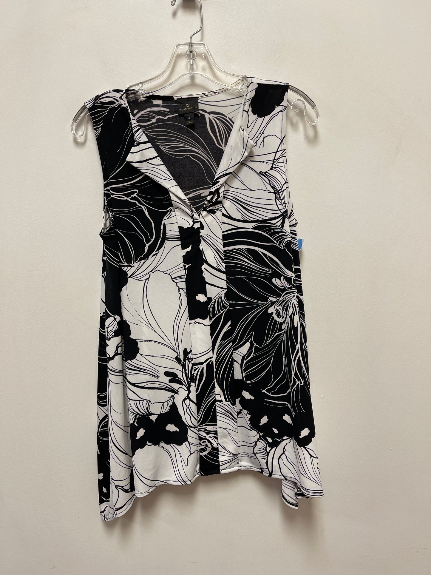 Top Sleeveless By Worthington In Black & White, Size: M