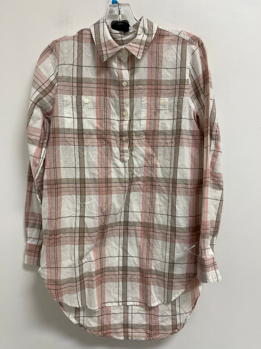 Blouse Long Sleeve By Caslon In Plaid Pattern, Size: Xs