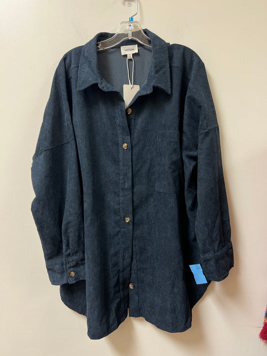 Jacket Shirt By Clothes Mentor In Blue, Size: 1x