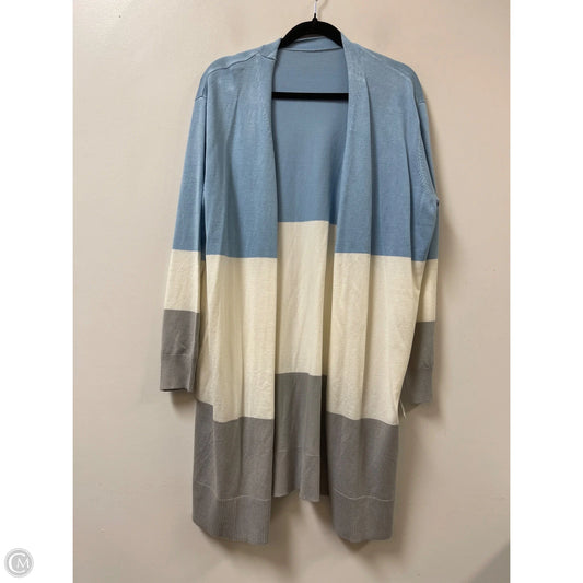 Sweater Cardigan By Clothes Mentor In Blue & Cream, Size: 1x