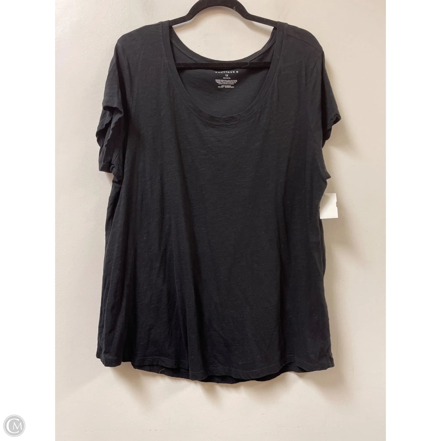 Top Short Sleeve By Boutique + In Black, Size: 1x