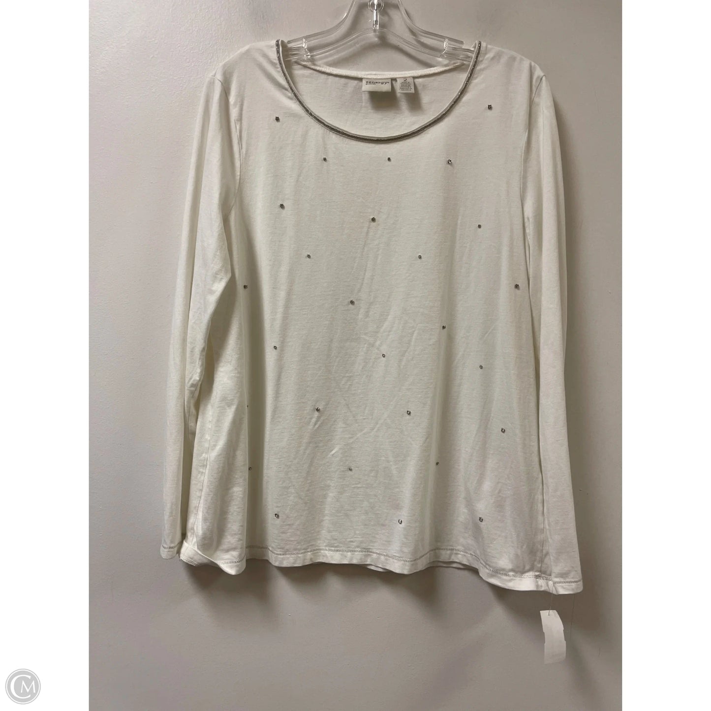 Top Long Sleeve By Chicos In White, Size: L