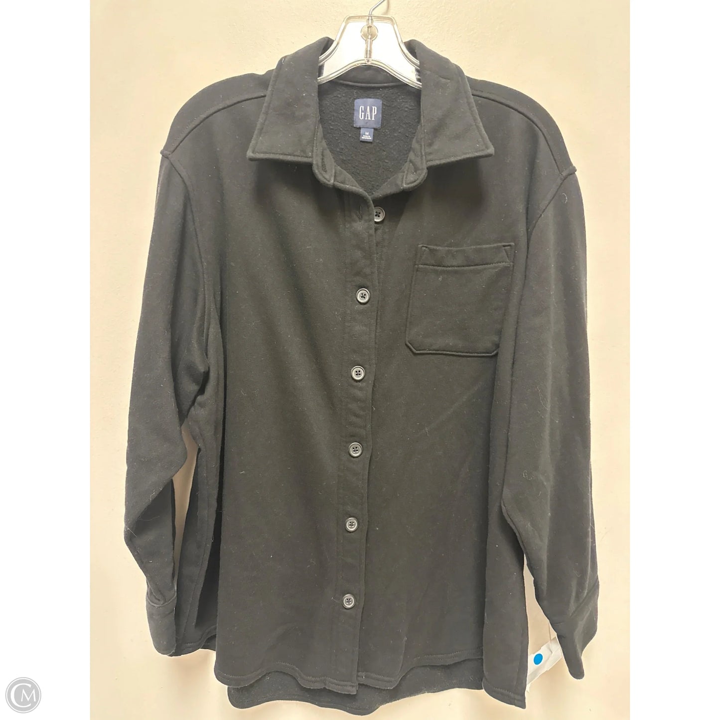 Jacket Shirt By Gap In Black, Size: M