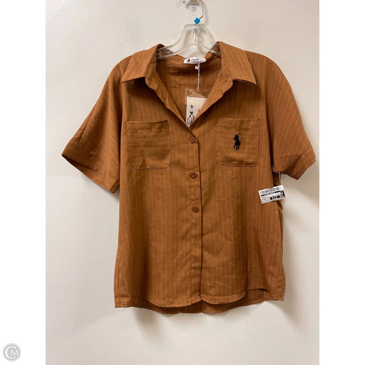 Blouse Short Sleeve By Clothes Mentor In Brown, Size: M