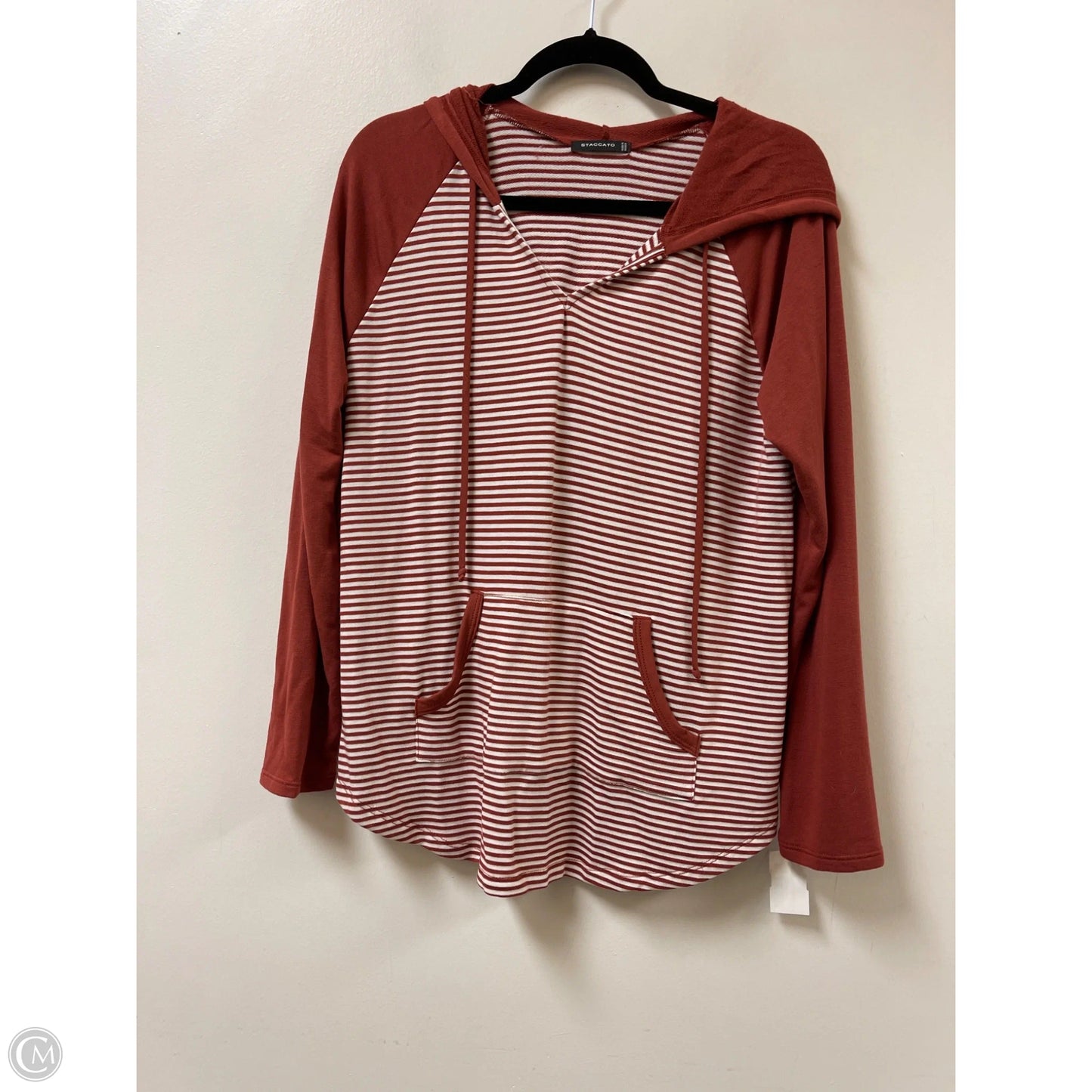 Sweatshirt Hoodie By Staccato In Striped Pattern, Size: M