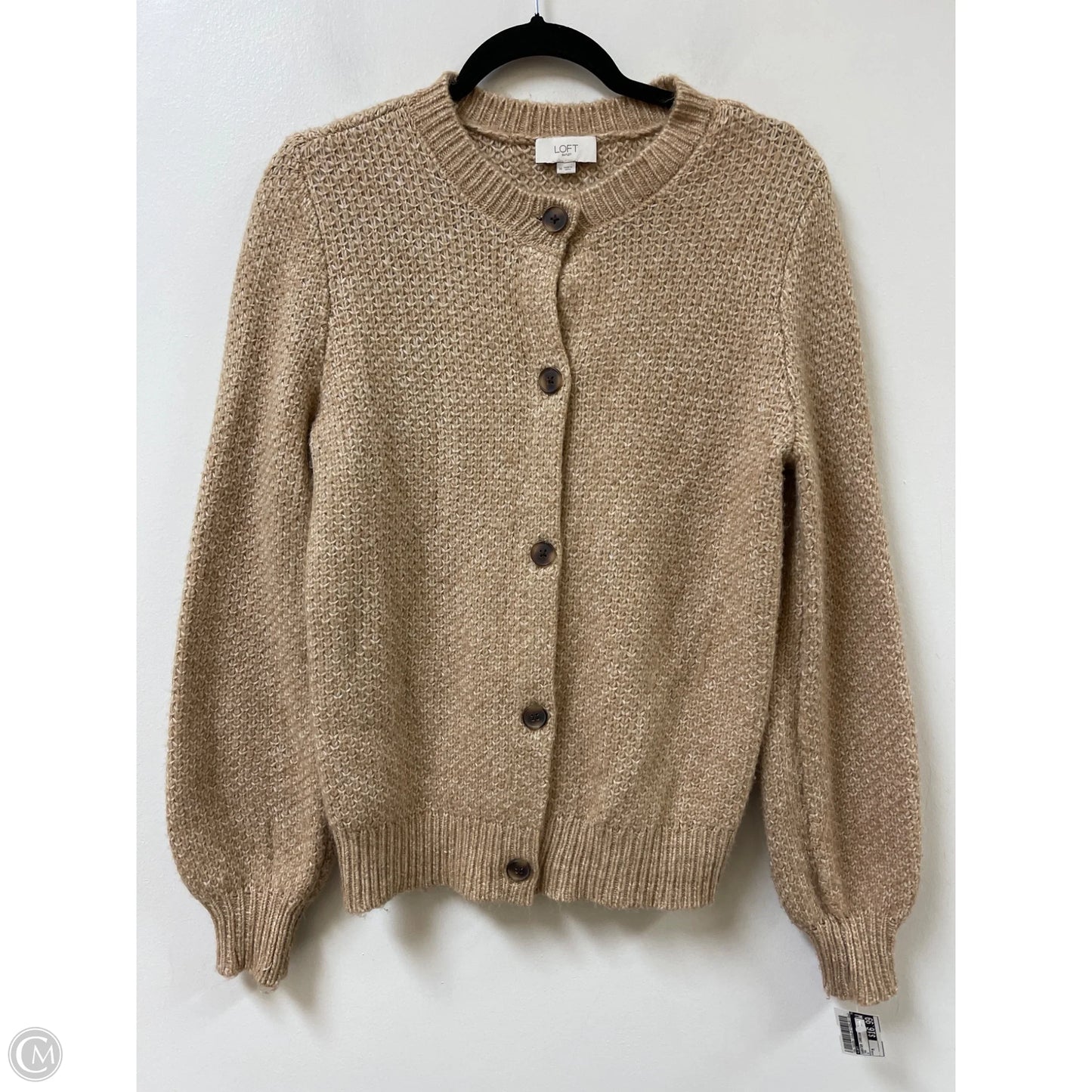 Sweater Cardigan By Loft In Tan, Size: M