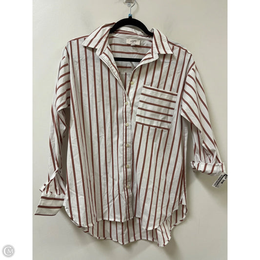 Blouse Long Sleeve By Loft In Striped Pattern, Size: S