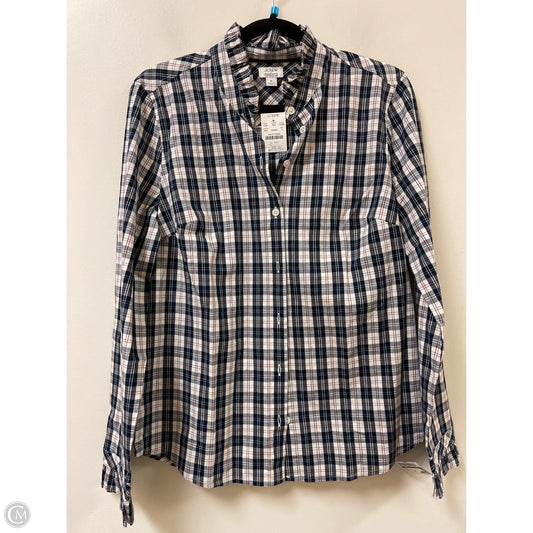 Blouse Long Sleeve By J. Crew In Plaid Pattern, Size: S