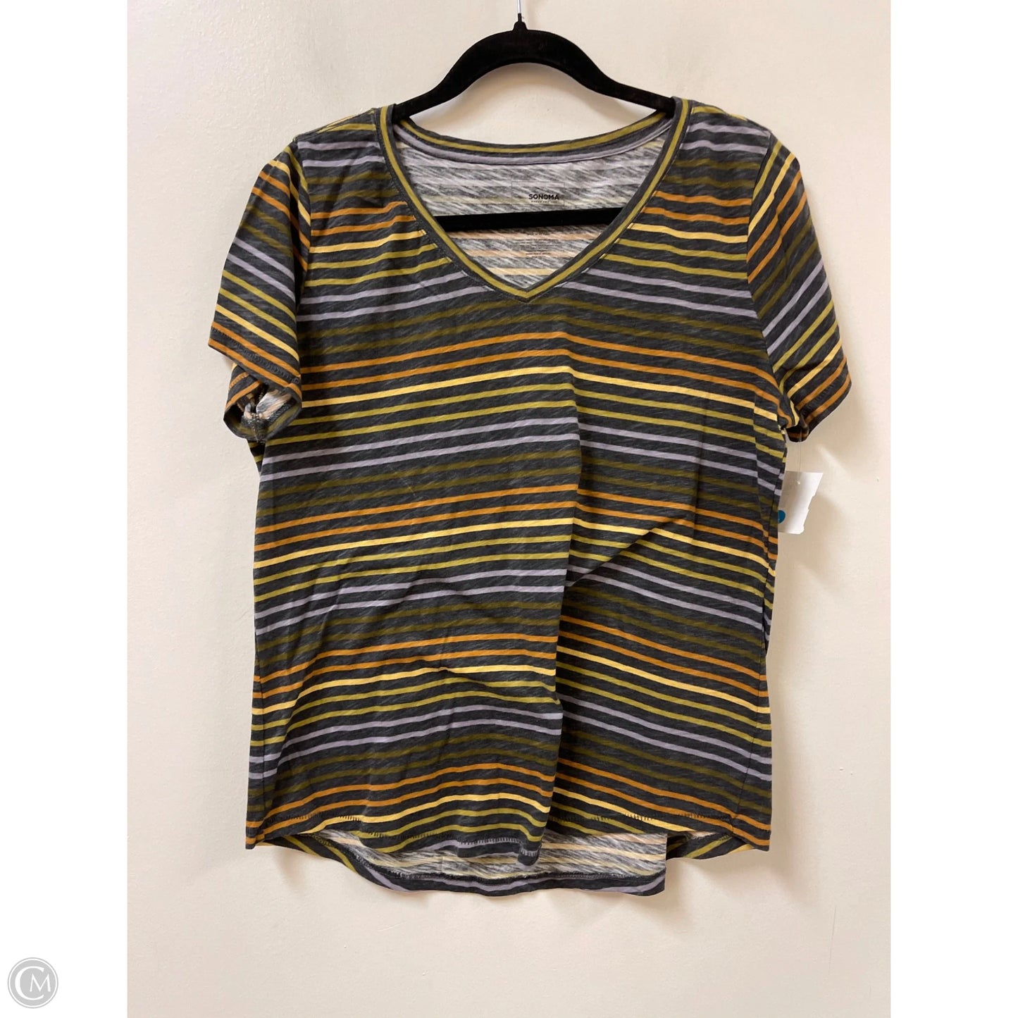Top Short Sleeve By Sonoma In Striped Pattern, Size: L