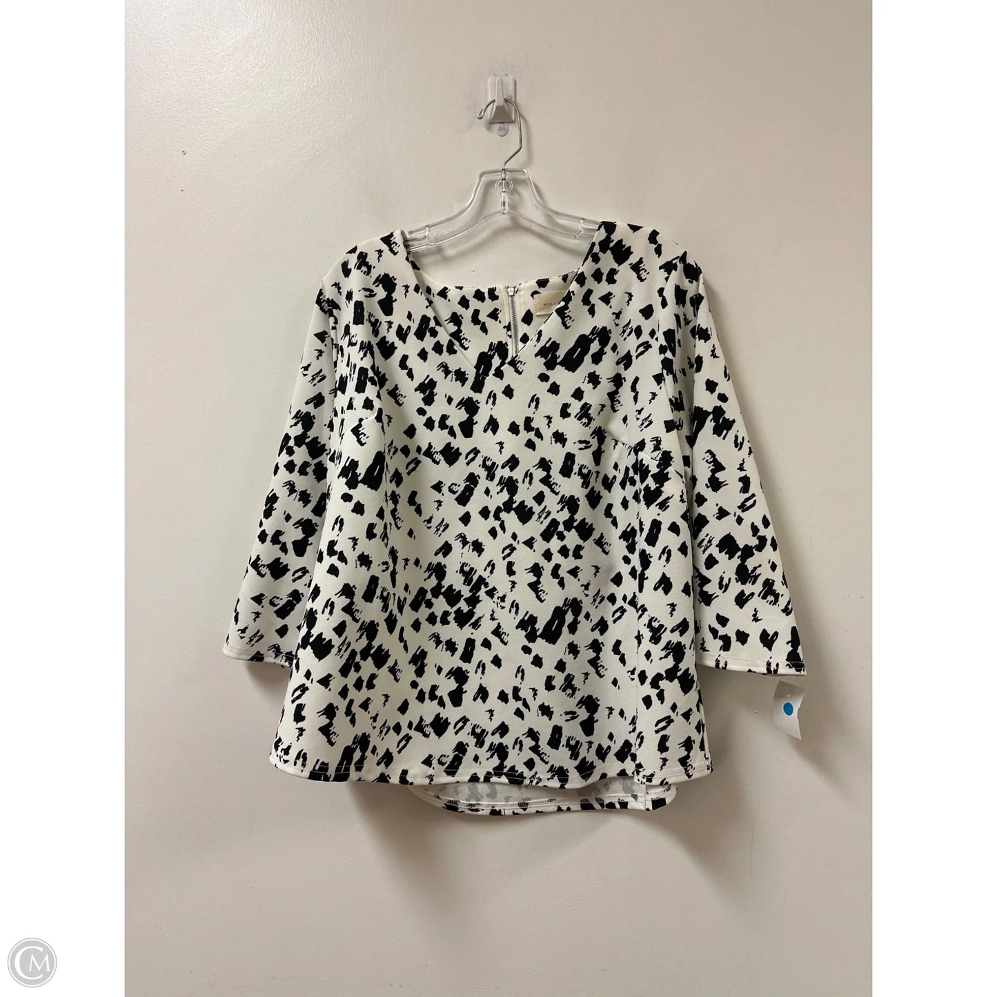 Top Long Sleeve By Melloday In Black & White, Size: 1x