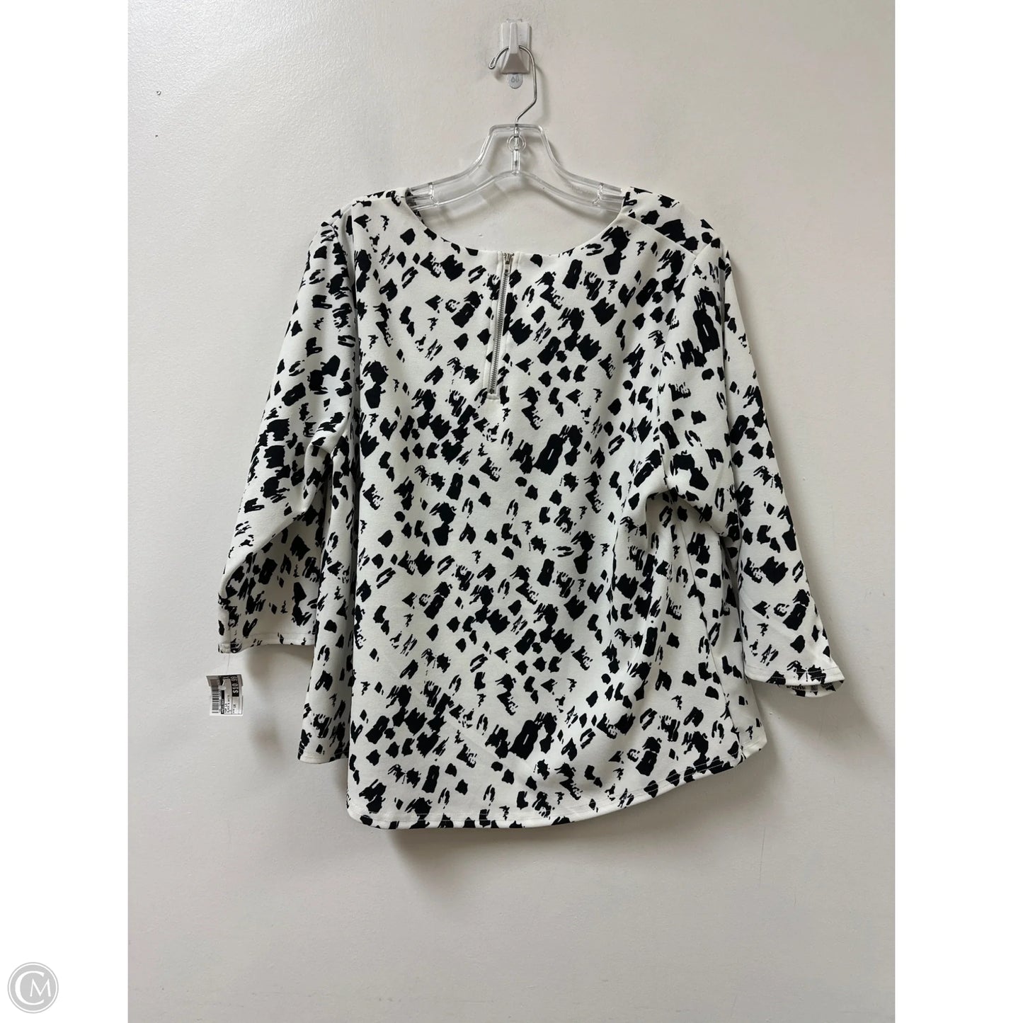 Top Long Sleeve By Melloday In Black & White, Size: 1x