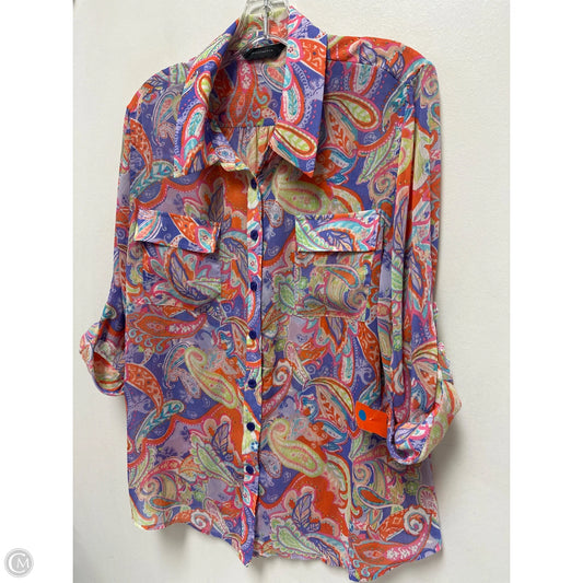 Blouse Long Sleeve By Investments In Multi-colored, Size: Xl