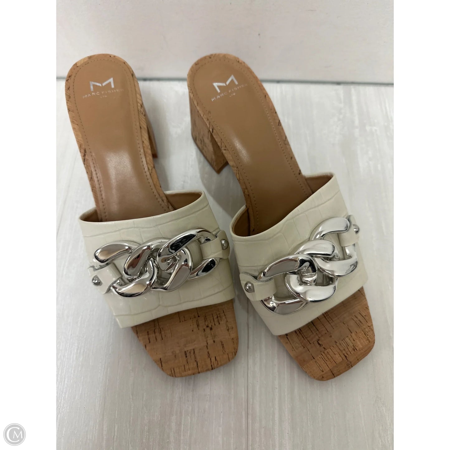 Sandals Heels Block By Marc Fisher In Cream, Size: 11