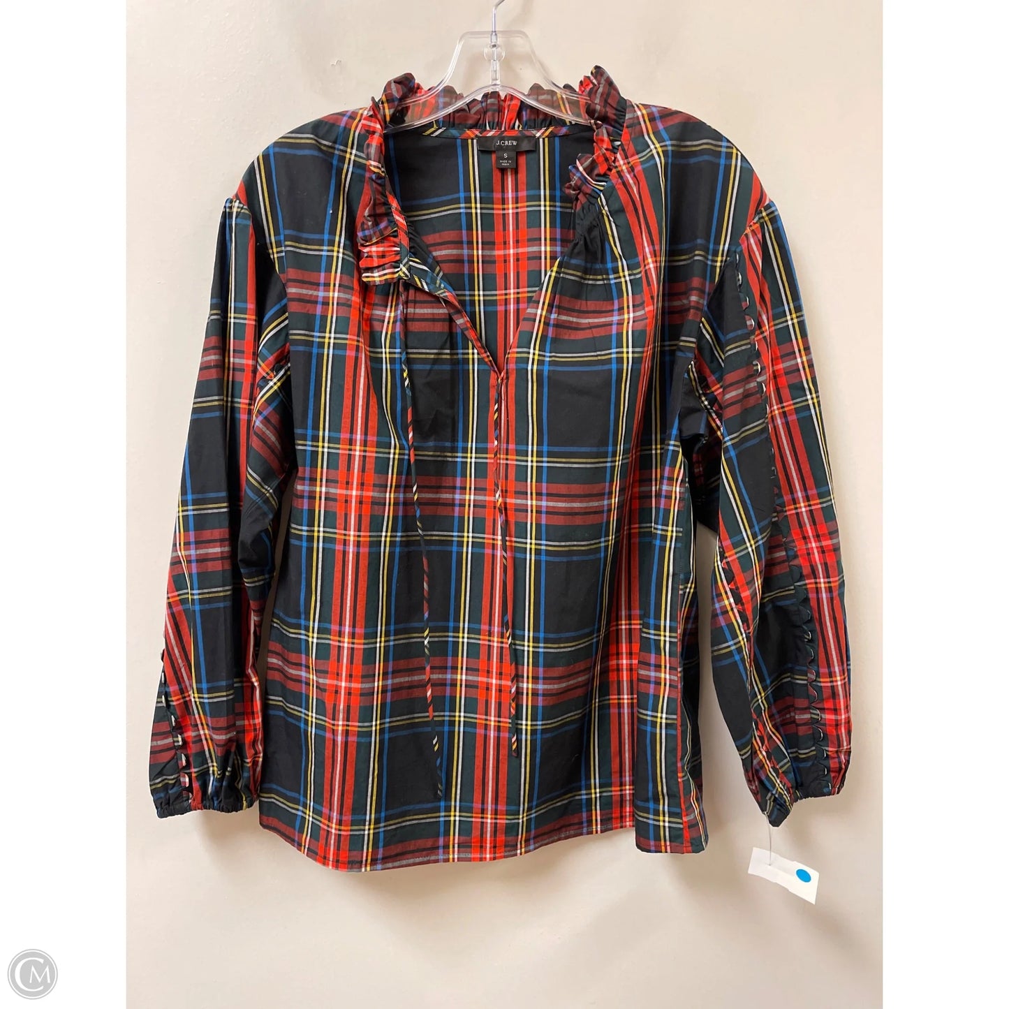 Top Long Sleeve By J. Crew In Plaid Pattern, Size: S
