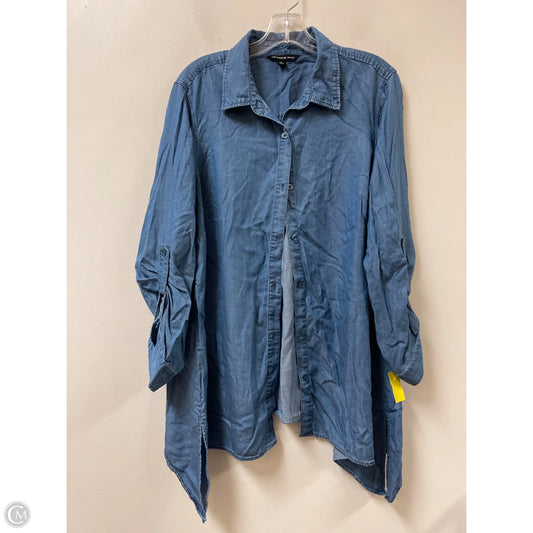 Tunic Long Sleeve By Zac And Rachel In Blue, Size: 1x