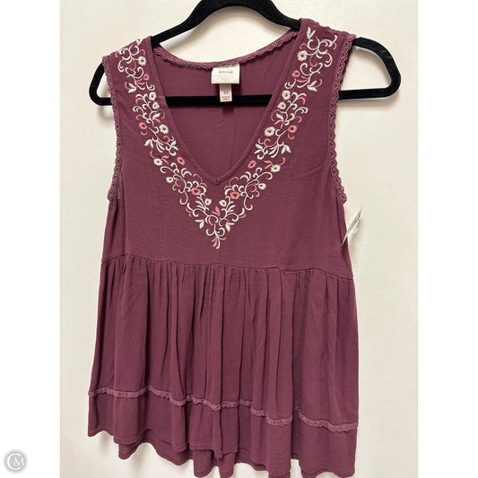 Top Sleeveless By Knox Rose In Maroon, Size: Xs