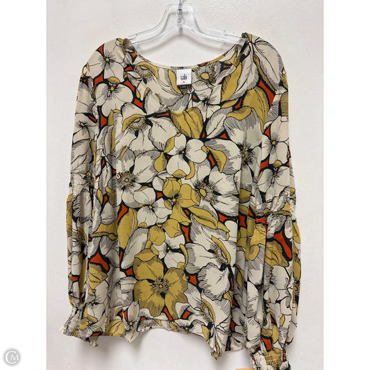 Top Long Sleeve By Cabi In Floral Print, Size: Xl