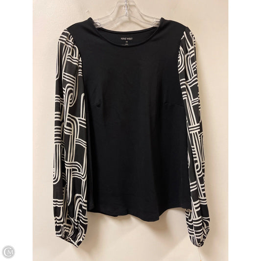 Top Long Sleeve By Nine West In Black & Grey, Size: M