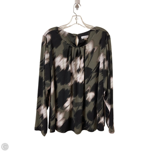 Top Long Sleeve By Calvin Klein In Green, Size: 1x