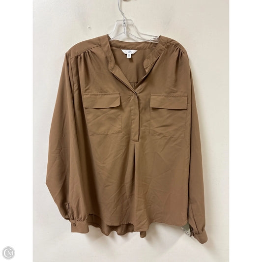 Top Long Sleeve By Time And Tru In Brown, Size: 2x