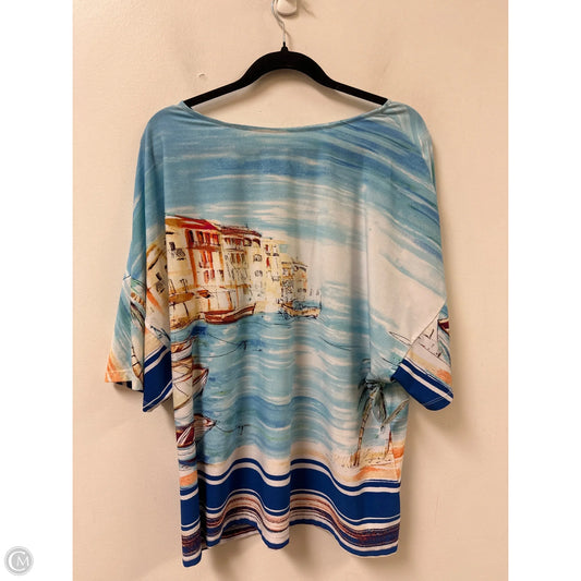 Top Short Sleeve By Clothes Mentor In Blue & Cream, Size: 3x