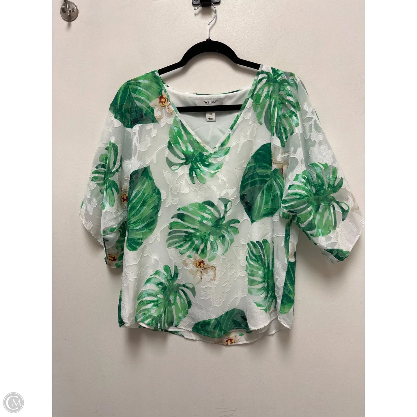 Top Short Sleeve By White House Black Market In Tropical Print, Size: S