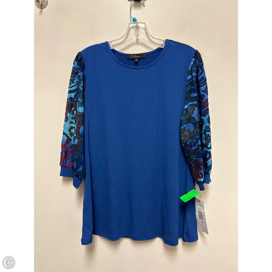 Top 3/4 Sleeve By Calessa In Navy, Size: M