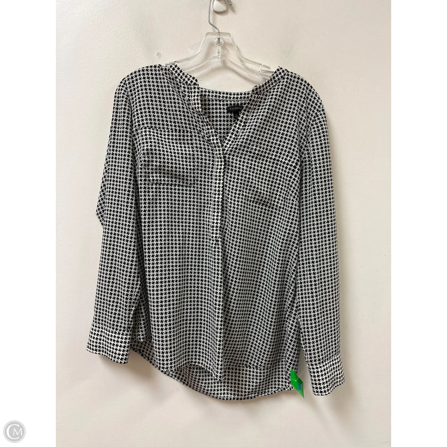 Top Long Sleeve By Talbots In Black & White, Size: L