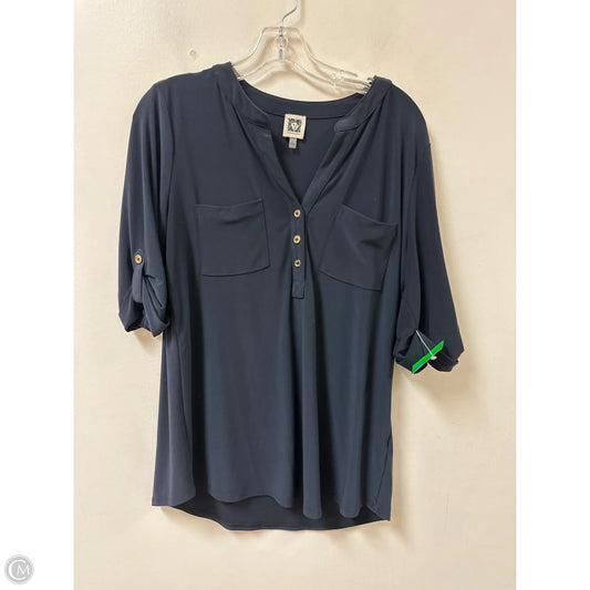 Top Short Sleeve By Anne Klein In Black, Size: L