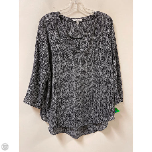 Top Long Sleeve By Chaus In Black & White, Size: L