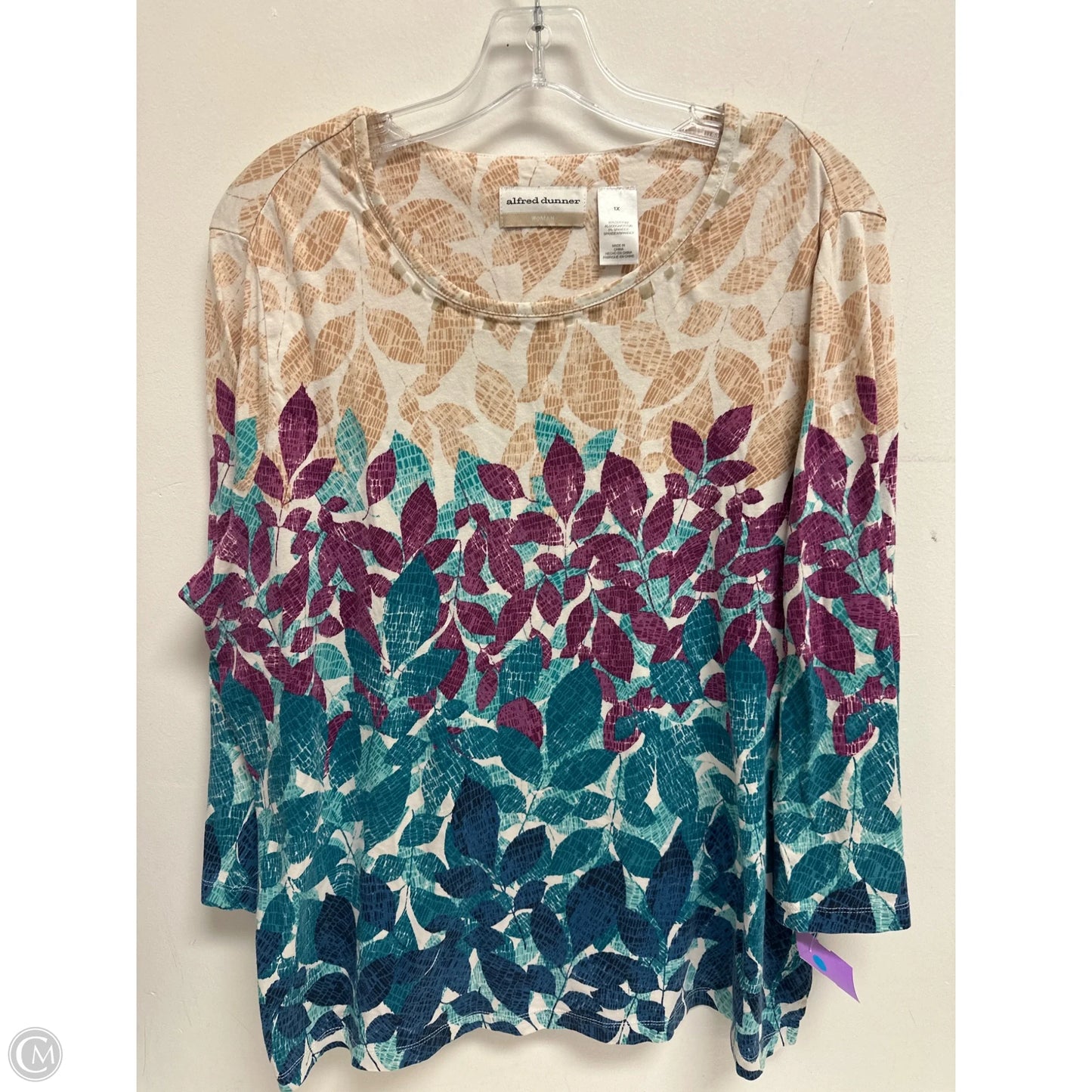 Top Long Sleeve By Ali And Jay In Cream & Purple, Size: 1x