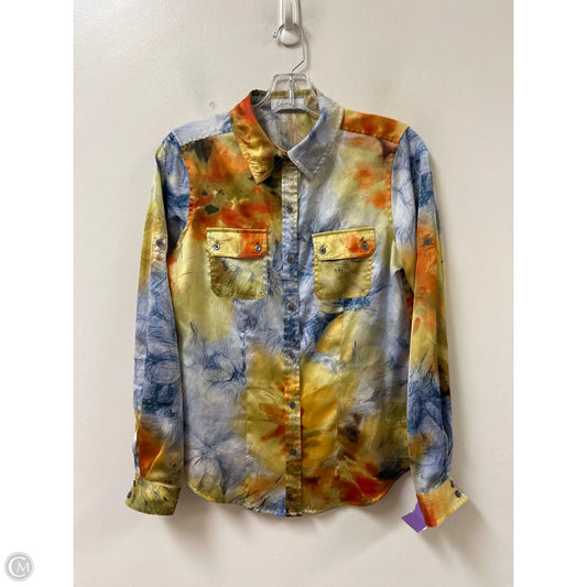Blouse Long Sleeve By Calvin Klein In Multi-colored, Size: S
