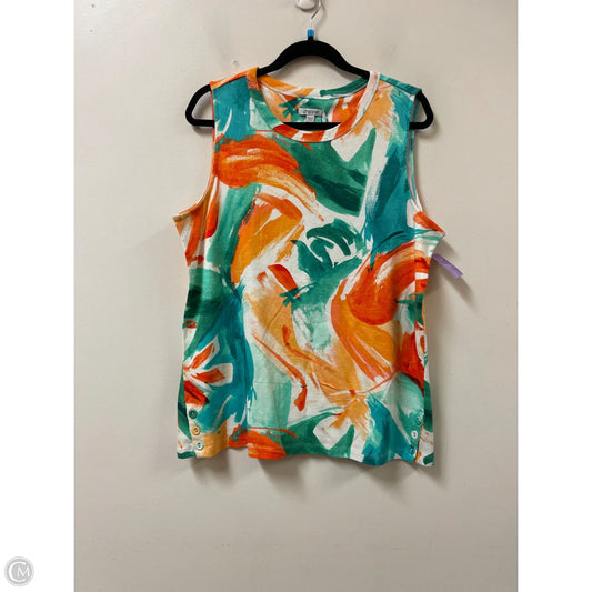 Top Sleeveless By Chicos In Green & Orange, Size: Xl