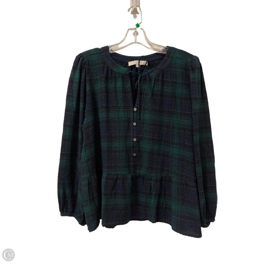 Top Long Sleeve By Loft In Blue & Green, Size: Lp