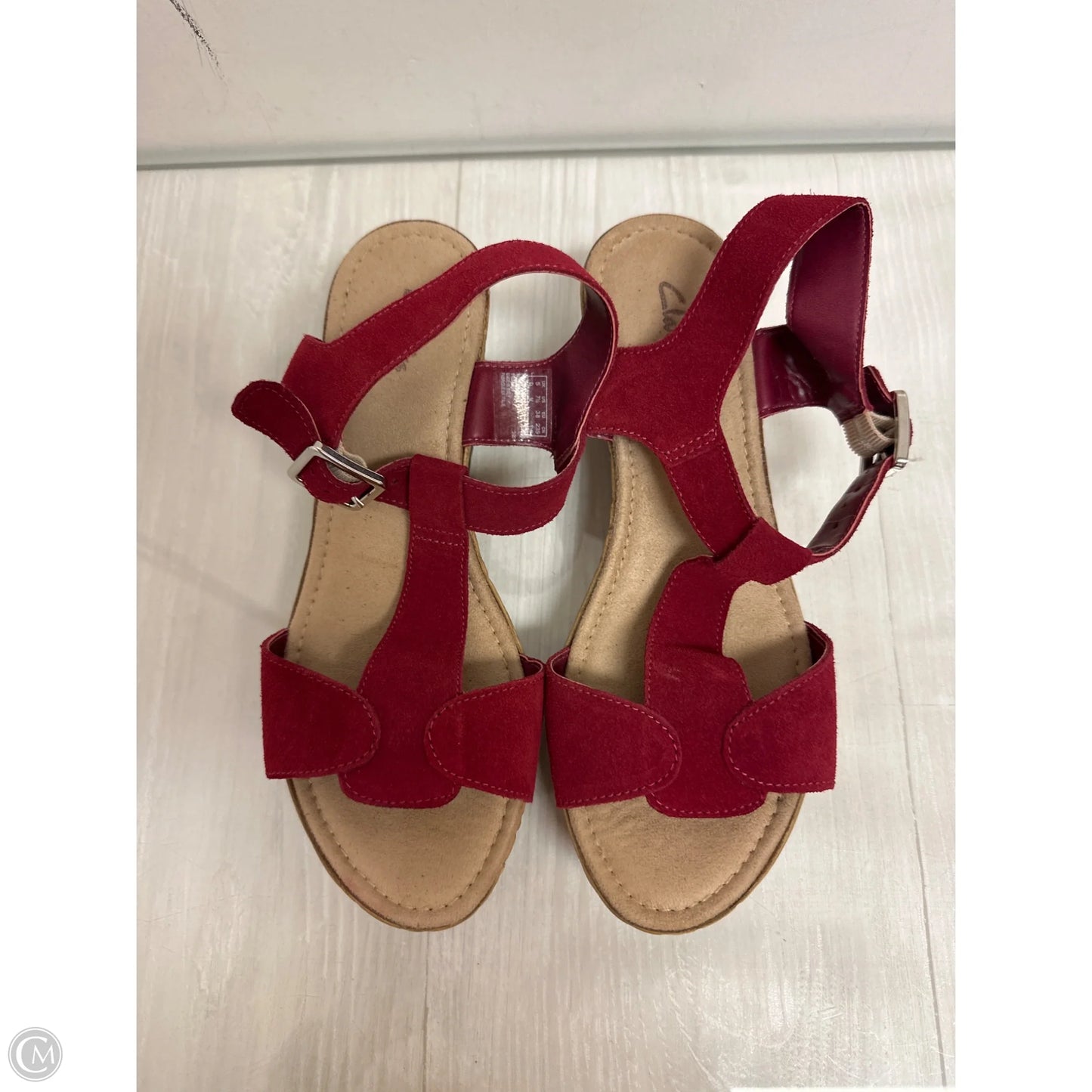 Shoes Heels Wedge By Clarks In Red, Size: 7.5