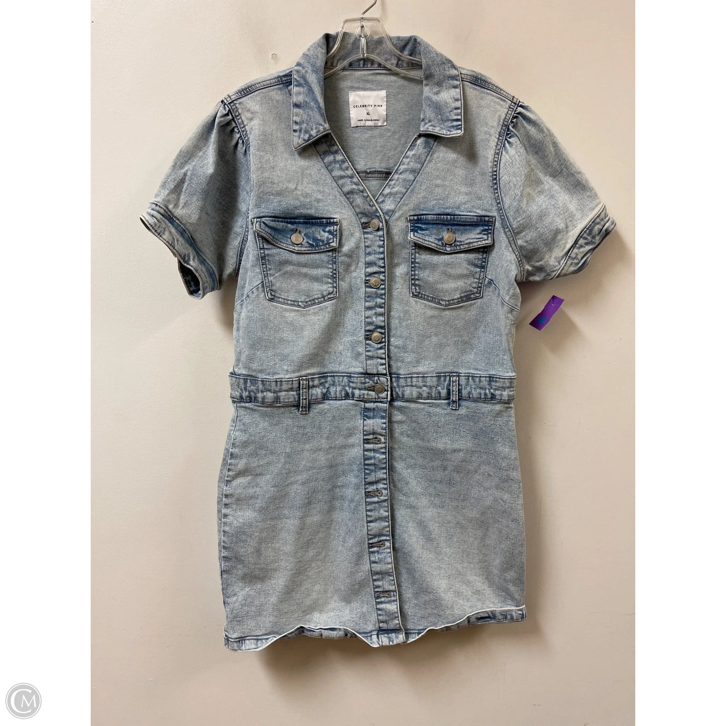 Dress Casual Short By Celebrity Pink In Blue, Size: Xl