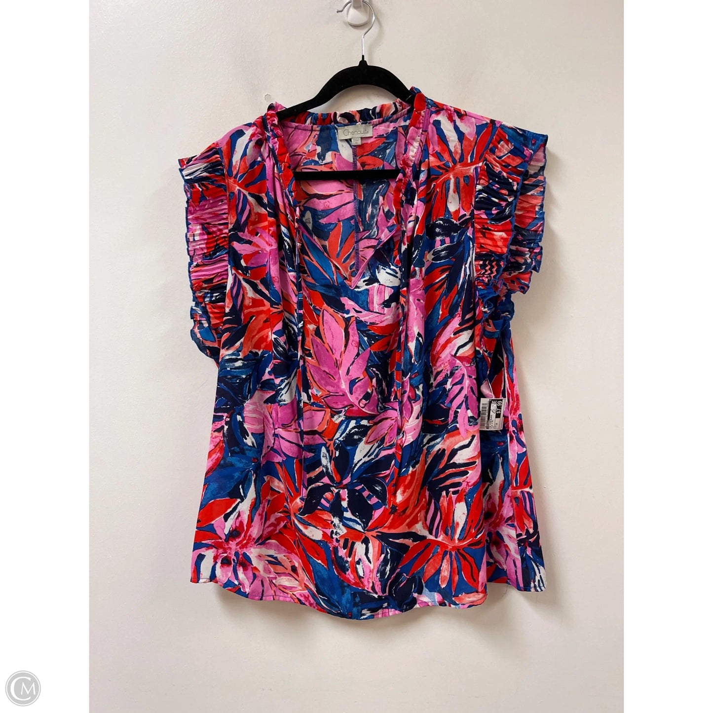 Top Sleeveless By Chenault In Pink & Red, Size: 1x