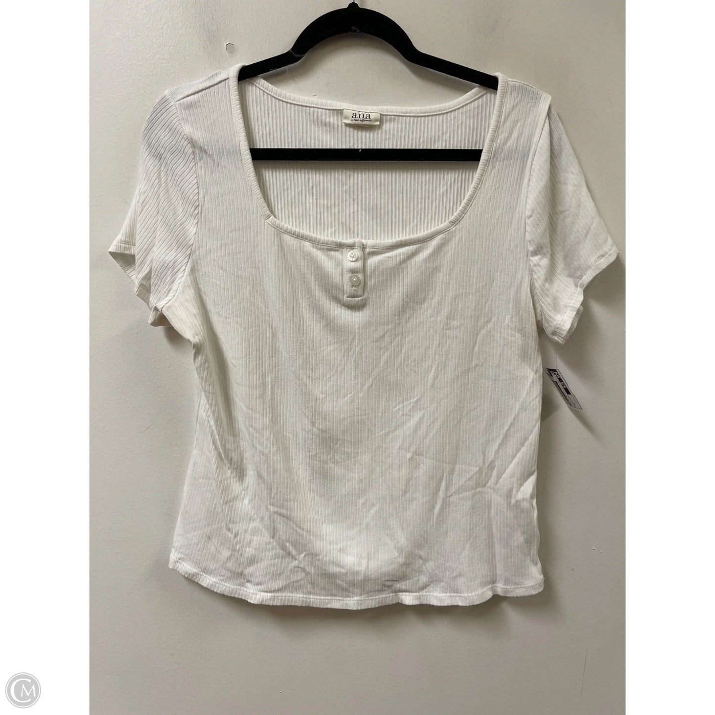 Top Short Sleeve Basic By Ana In White, Size: L