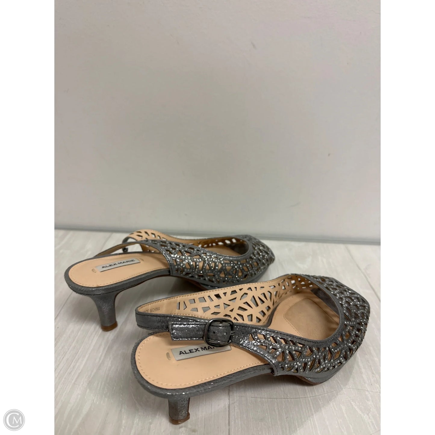 Shoes Heels Kitten By Alex Marie In Silver, Size: 7